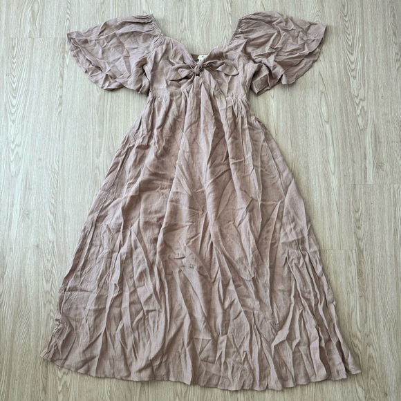 Pinkblush texture flutter sleeve tie bust midi dress nwot - Picture 6 of 6